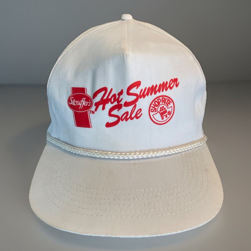 Vintage Shop Rite Hat Mens White Snap Back Trucker 80s 90s